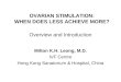 OVARIAN STIMULATION: WHEN DOES LESS ACHIEVE MORE? Milton K.H. Leong, M.D. IVF Centre Hong Kong Sanatorium & Hospital, China Overview and Introduction