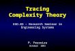 Tracing Complexity Theory ESD.83 – Research Seminar in Engineering Systems P. Ferreira October 2001