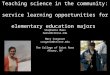 Teaching science in the community: service learning opportunities for elementary education majors Stephanie Maes maess@strose.edu Mary Cosgrove cosgrovm@strose.edu