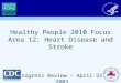 Healthy People 2010 Focus Area 12: Heart Disease and Stroke Progress Review – April 23, 2003