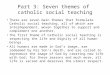 Part 3: Seven themes of catholic social teaching There are seven main themes that formulate Catholic social teaching, all of which are interdependent,