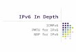 IPv6 In Depth ICMPv6 PMTU for IPv6 NDP for IPv6. Internet Control Message Protocol version 6 (ICMPv6)