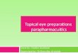 Topical eye preparations 1. Topical antibiotics. 2. Analgesics. 3. Decongestants and antihistamines. 4. Irrigants. 5. Artificial tears. 6. Vitamin A products