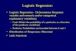 Logistic Regression Logistic Regression - Dichotomous Response variable and numeric and/or categorical explanatory variable(s) –Goal: Model the probability