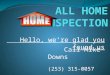 Hello, we’re glad you found us Call Mike Downs (253) 315-0057 downs110@hotmail.com Washington State Home Inspector License # 507 Washington State Pest