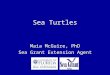 Sea Turtles Maia McGuire, PhD Sea Grant Extension Agent
