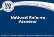 National Referee Assessor © AYSO 2006. Review of the assessment process Obtaining games for assessment to National Referee Game control aspects of higher
