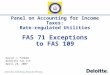 Panel on Accounting for Income Taxes: Rate-regulated Utilities FAS 71 Exceptions to FAS 109 David J. Yankee Deloitte Tax LLP April 23, 2007