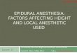 EPIDURAL ANESTHESIA: FACTORS AFFECTING HEIGHT AND LOCAL ANESTHETIC USED Developing Countries Regional Anesthesia Lecture Series Daniel D. Moos CRNA, Ed.D