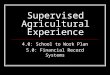 Supervised Agricultural Experience 4.0: School to Work Plan 5.0: Financial Record Systems
