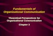 Fundamentals of Organizational Communication Theoretical Perspectives for Organizational Communication Chapter 3