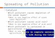 Spreading of Pollution  Catalyst  Which pollutant causes depletion of the ozone layer? What is one negative effect of ozone layer depletion?  Which
