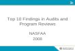 Top 10 Findings in Audits and Program Reviews NASFAA 2008