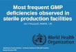 Most frequent GMP deficiencies observed in sterile production facilities Ian Thrussell, MHRA, UK Manufacture of sterile medicines – Advanced workshop for