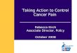 Taking Action to Control Cancer Pain Rebecca Kirch Associate Director, Policy October 2008