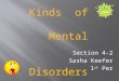 Section 4-2 Sasha Keefer 1 st Per Kinds of Mental Disorders