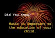 Did You Know? Music is important to the education of your child