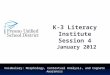 K-3 Literacy Institute Session 4 January 2012 Vocabulary: Morphology, Contextual Analysis, and Cognate Awareness