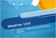 Weather Unit Lesson 7 – Measuring and Recording Weather