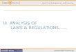 III. ANALYSIS OF LAWS & REGULATIONS (Stand 14.09.09)