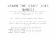 LEARN THE STAFF NOTE NAMES! The clefs have been left off the staves so that all students can use this same PowerPoint. The treble and bass answers will