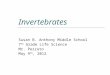 Invertebrates Susan B. Anthony Middle School 7 th Grade Life Science Mr. Pezzuto May 9 th, 2012