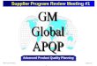 1 Supplier Program Review Meeting #1 GM1927-15 APQP Kick-off Meeting Advanced Product Quality Planning