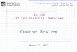 IS 356 IT for Financial Services August 23, 2015 Course Review pptallon/is356.htm