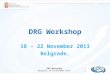DRG Workshop Belgrade, 18-22.November 2013. DRG Workshop 18 – 22 November 2013 Belgrade