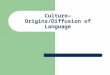 Culture— Origins/Diffusion of Language. Geography is Physical Landscape