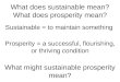 What does sustainable mean? What does prosperity mean? Sustainable = to maintain something Prosperity = a successful, flourishing, or thriving condition