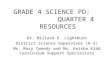 GRADE 4 SCIENCE PD: QUARTER 4 RESOURCES Dr. Millard E. Lightburn District Science Supervisor (K-5) Ms. Mary Tweedy and Ms. Keisha Kidd Curriculum Support
