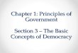 Chapter 1: Principles of Government Section 3 – The Basic Concepts of Democracy