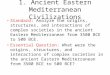 1. Ancient Eastern Mediterranean Civilizations Standard: Analyze the origins, structures, and interactions of complex societies in the ancient Eastern