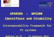 1 APARSEN - WP2200 Identifiers and Citability Interoperability Framework for PI systems Webinar on PI - 15 February 2013 Maurizio Lunghi