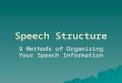 Speech Structure 9 Methods of Organizing Your Speech Information