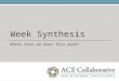 WEEK SYNTHESIS Where have we been this week?. Week Synthesis: A Summary We said we would learn new language and structures in order to… 1. Work with colleagues