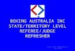 BOXING AUSTRALIA INC STATE/TERRITORY LEVEL REFEREE/JUDGE REFRESHER State Level refresher-RJ vApr 2010