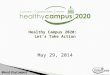 #HealthyCampus Healthy Campus 2020: Let’s Take Action May 29, 2014