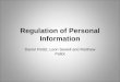 Regulation of Personal Information Daniel Pettitt, Leon Sewell and Matthew Pallot