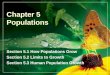 Chapter 5 Populations Section 5.1 How Populations Grow Section 5.2 Limits to Growth Section 5.3 Human Population Growth