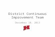 District Continuous Improvement Team December 10, 2013