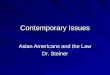 Contemporary Issues Asian Americans and the Law Dr. Steiner