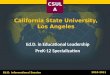 CSULA Ed.D. Informational Session 2010-2011 California State University, Los Angeles Ed.D. in Educational Leadership PreK-12 Specialization