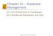 Chapter 10 - VB.Net by Schneider1 Chapter 10 – Database Management 10.1 An Introduction to Databases 10.2 Relational Databases and SQL