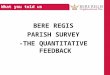 BERE REGIS PARISH SURVEY -THE QUANTITATIVE FEEDBACK What you told us