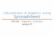 Calculations & Graphics using Spreadsheet ADE100- Computer Literacy Lecture 17