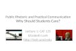 Public Rhetoric and Practical Communication Why Should Students Care? Lecture 1: CAT 125 Elizabeth Losh