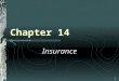 1 Chapter 14 Insurance. Chapter 14.1 How Insurance Works Objectives Describe the role of insurance in managing risk; Explain basic insurance concepts;