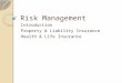 Risk Management Introduction Property & Liability Insurance Health & Life Insurance